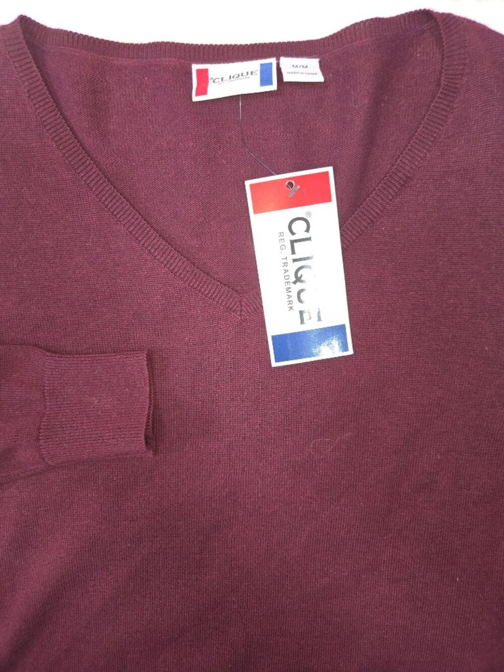 Clique Mens Burgundy V-Neck Lightweight Sweater Medium NWT